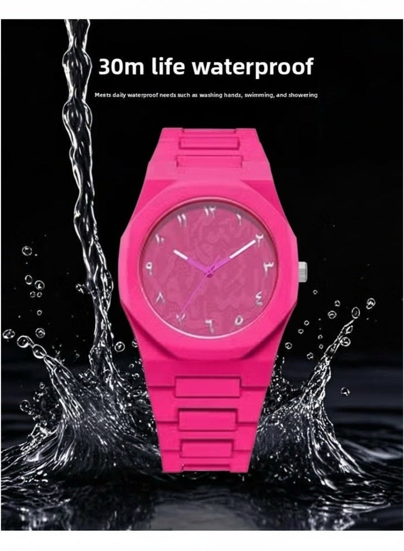 Unique Small Quartz Watch for Men Women, Vibrant Dopamine Dial, Fashionable Casual Waterproof Watch for Daily Use(pink) - Image 4